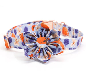 Blue Strawberry Flower Collar & Leash Set | Personalized