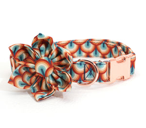 Apricot Blue Flower Collar Leash Set | Personalized