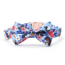 Spring Floral Blue Bow Collar and Leash Set | Personalized - CurliTail