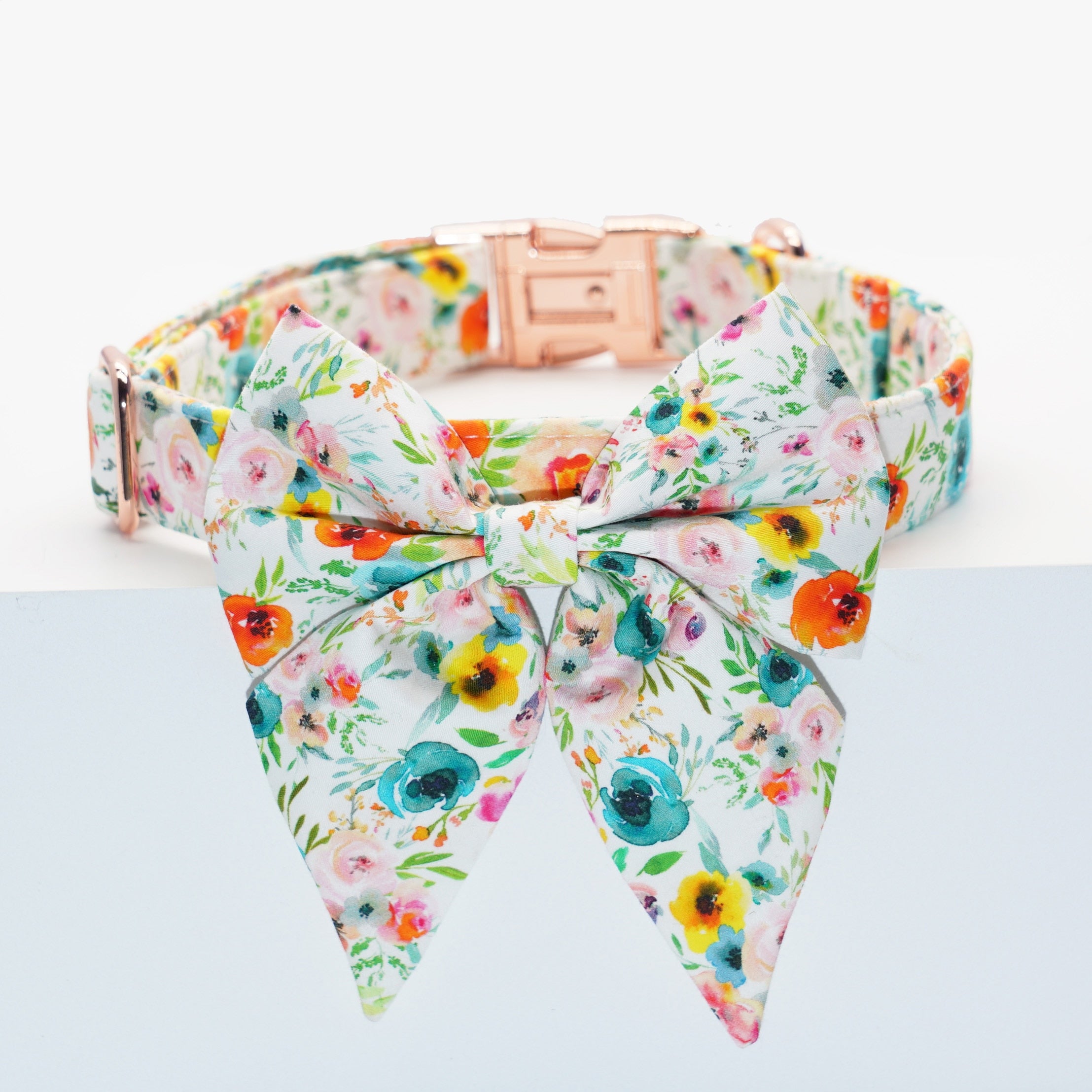 Watercolor Floral Butterfly Collar | Personalized Collar And Leash