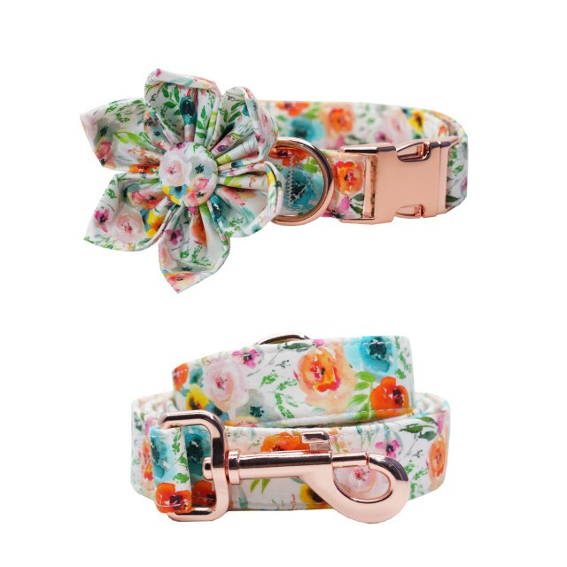 Watercolor Floral Flower Collar | Personalized Collar And Leash