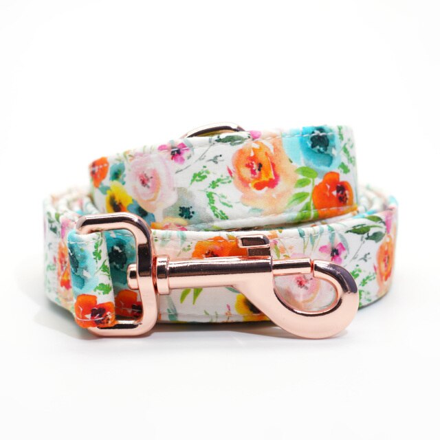 Watercolor Floral Butterfly Collar | Personalized Collar And Leash