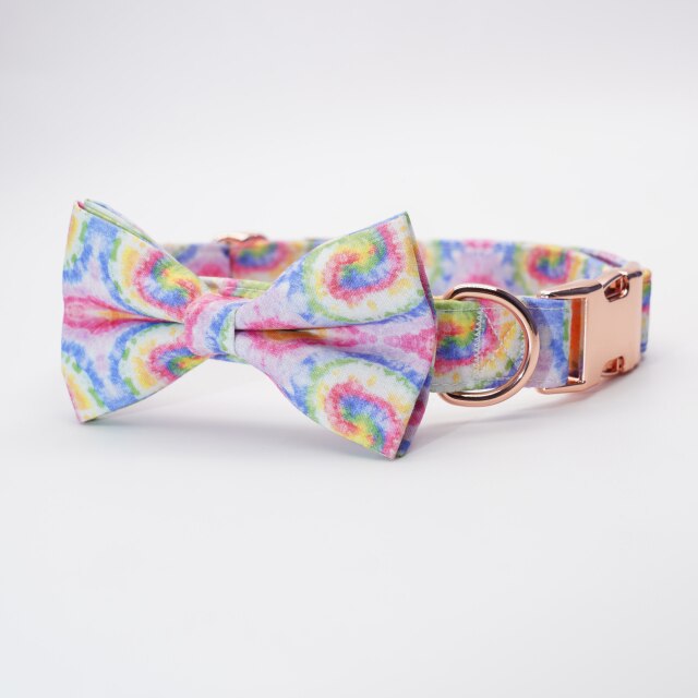 Tie-Dye Bow Collar and Leash Set | Personalized