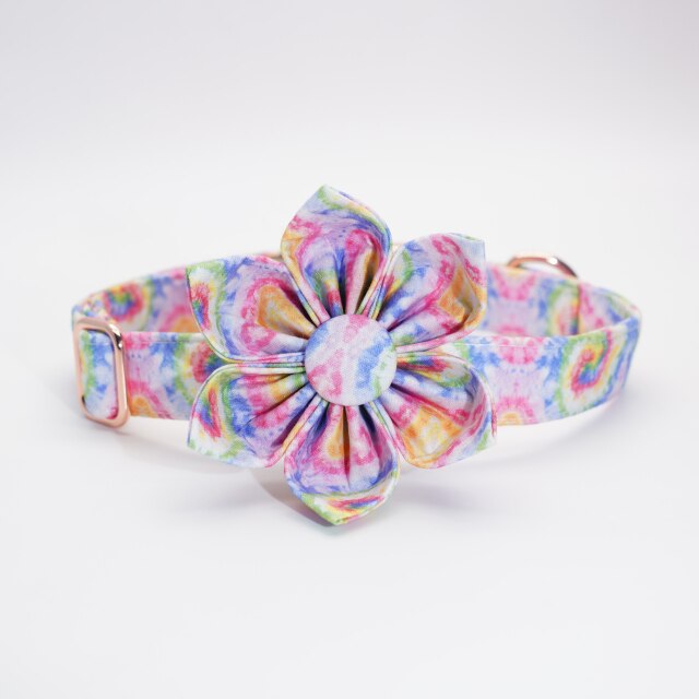Tie-Dye Flower Collar and Leash Set | Personalized - CurliTail
