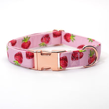 Rosy Strawberries Set: Personalized Collar, Leash, Harness and Bandana - CurliTail
