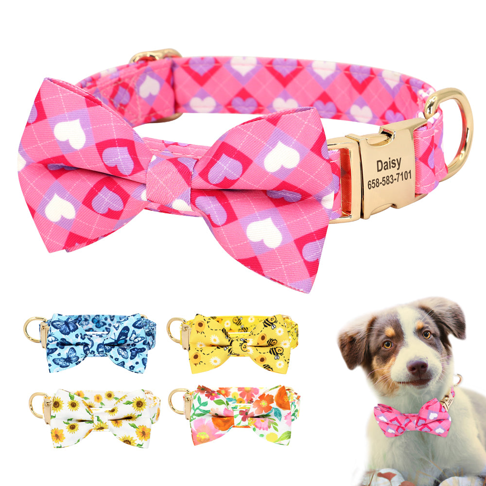 Multidesign Bowtie Dog Collar: Personalized Accessory in multiple colors - CurliTail